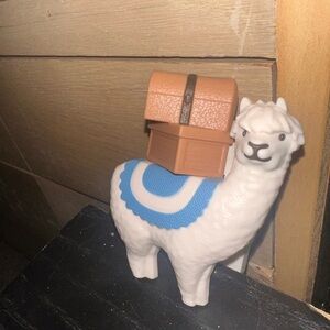 White Llama Figurine with Blue Accents and Brown Chest - Fragrance Plug-In